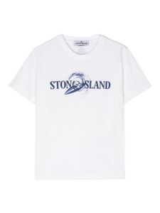 Stone Island Junior t-shirt en coton à logo imprimé - Blanc