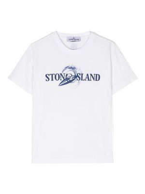 Stone Island Junior t-shirt en coton à logo imprimé - Blanc