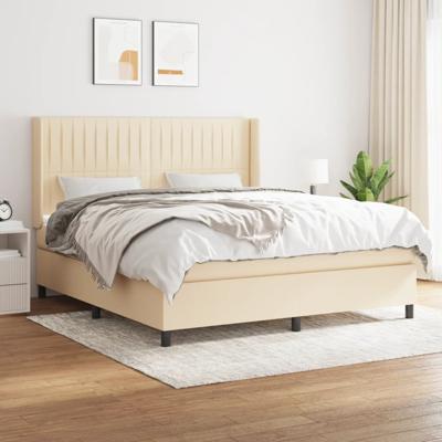 Boxspring met matras stof crèmekleurig 180x200 cm