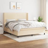 Boxspring met matras stof crèmekleurig 180x200 cm