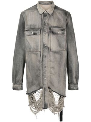 Rick Owens DRKSHDW chemise en coton à effet usé - Gris
