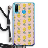 Ananas: Huawei P30 Lite Transparant Hoesje met koord