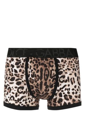 Dolce & Gabbana boxer en coton stretch à logo imprimé - Marron