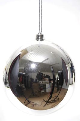 Kerstbal plastic glans zilver 140 mm - Ksd