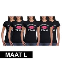 5x Vrijgezellenfeest shirt zwart voor dames Maat L L  - - thumbnail