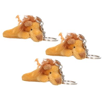 Nature Planet Pluche Leeuw knuffel sleutelhanger - 6x - 6 cm - Speelgoed dieren sleutelhangers