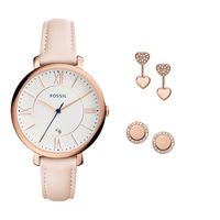 Horlogeband Fossil ES4202SET Leder Roze 14mm