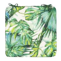 Stoelkussen - monstera - wit/groen - 40x40cm - binnen/buiten - thumbnail