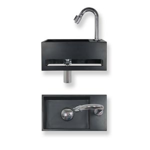 Fonteinset Baseline solid surface 36x20x16 cm zwart mat