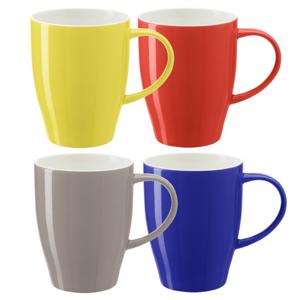 Koffie mokken/bekers Paris - 4x - porselein - multi kleuren - 350 ml - stijlvolle vorm