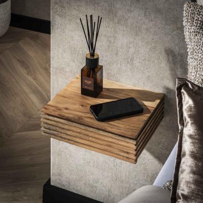 LifestyleFurn Hangend Nachtkastje 'Tamia' Acaciahout, Met lade, Set van 2 stuks