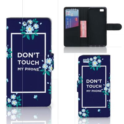 Huawei Ascend P8 Lite Portemonnee Hoesje Flowers Blue DTMP Huawei Ascend P8 Lite Portemonnee Hoesje Flowers Blue DTMP