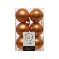 12 onbreekbare kerstballen amber 6 cm