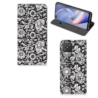 OPPO Reno4 Z 5G Smart Cover Black Flowers OPPO Reno4 Z 5G Smart Cover Black Flowers