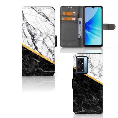 OPPO A77 5G | A57 5G | Bookcase | Marmer Wit Zwart - Origineel Cadeau Man