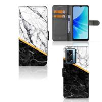 OPPO A77 5G | A57 5G | Bookcase | Marmer Wit Zwart - Origineel Cadeau Man