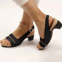 Vrouwen Elegant Chunky Hakken Slingback Comfortabel Sandalen - thumbnail