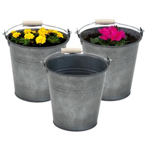 Plantenpot/bloempot emmer Eddy - 3x - zink - vintage antraciet - D18 X H18 cm