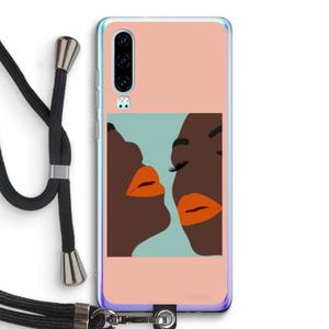 Orange lips: Huawei P30 Transparant Hoesje met koord