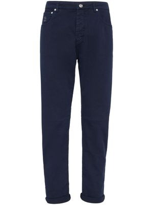 Brunello Cucinelli pantalon en coton à coupe droite - Bleu