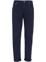 Brunello Cucinelli pantalon en coton à coupe droite - Bleu