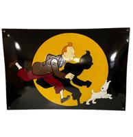 Kuifje en Bobbie Zwart Emaille Bord - 60 x 40cm