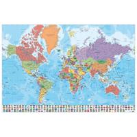 Poster Map World es Physical Politic 91,5x61cm - thumbnail