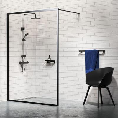 Sealskin Contour inloop douche type A3 88 cm breed, 200 cm hoog, zwart, 6 mm helder veiligheidsglas CCDA30886195100