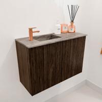 Toiletmeubel Mondiaz Joya Dlux | 60 cm | Meubelkleur Walnut | Faye wastafel Oza Wasbak Links | 1 kraangat