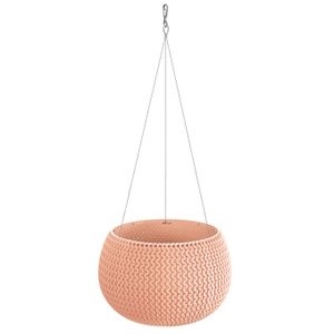 Plantenpot/bloempot hangend kunststof dia 29 cm zalm roze met metalen haak