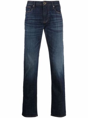 Emporio Armani jean droit à taille mi-haute - Bleu