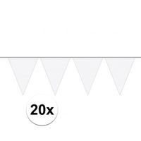 20x stuks carnaval vlaggenlijn wit 10 meter   -