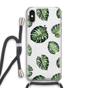 Tropische bladeren: iPhone XS Transparant Hoesje met koord