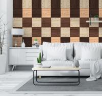 Behang met print hout structuur dambord
