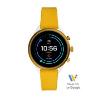 Horlogeband Smartwatch Fossil FTW6053 Silicoon Geel 18mm - thumbnail