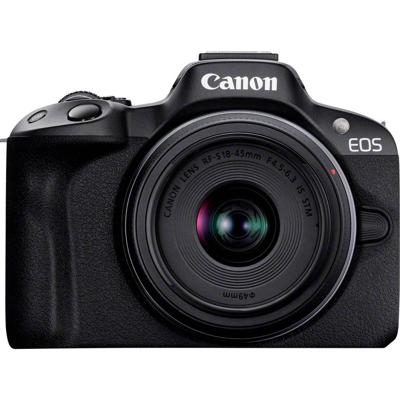 Canon Canon EOS R50 Kit schwarz + RF-S 18-45 I Digitale spiegelreflexcamera Incl. RF-S 18-45 mm lens Zwart 4K video, Flitsschoen, Draai- en zwenkbare display,