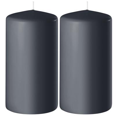 Enlightening Candles Cilinder/stompkaars - 2x - antraciet - D6 x H8 cm - 27 branduur