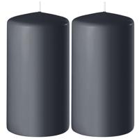 Enlightening Candles Cilinder/stompkaars - 2x - antraciet - D6 x H8 cm - 27 branduur