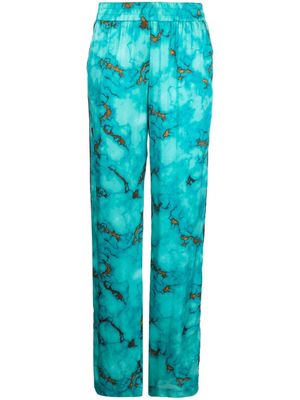 Roberto Cavalli pantalon à imprimé abstrait - Bleu