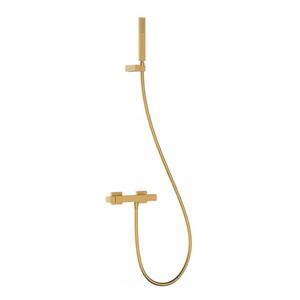 Douchekraan Tres Slim | Opbouw | Mengkraan | 1-weg | hoh 15 cm | 1-knop | Vierkant | 24k Goud mat