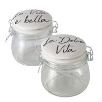 Boltze Home Storage Jar Dolce Vita, 2 Ass., 450 Ml, H 12,00 Cm, Clear Glass, - thumbnail
