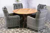 Tuinset Tejeda - 4 wicker stoelen met teakhouten tafel - thumbnail