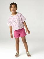 Twill met ruches voor meisjes pioenroos