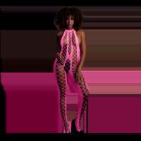 Ouch! by Shots Bodystocking met Halterneck - One Size - Neon Pink