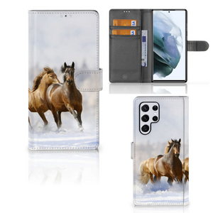 Samsung Galaxy S22 Ultra Telefoonhoesje met Pasjes Paarden