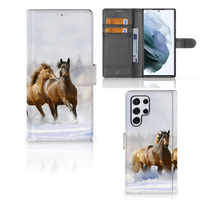 Samsung Galaxy S22 Ultra Telefoonhoesje met Pasjes Paarden - thumbnail