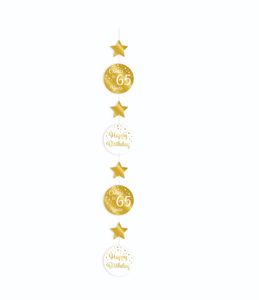 Hangdecoratie 65 Jaar Goud/Wit (1,2m)