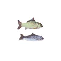 2x Katten speeltjes vissen knuffels - 19 cm - karper/zalm - Speelgoed vissen voor katten