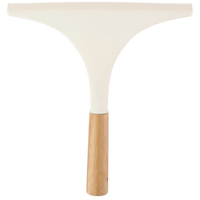 Raamtrekker - gebroken wit met bamboe handvat - 23 x 23 x 4 cm Raamtrekker - gebroken wit met bamboe handvat - 23 x 23 x 4 cm