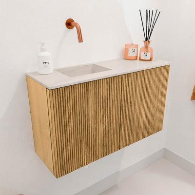 Toiletmeubel Mondiaz Joya Dlux | 70 cm | Meubelkleur Oak | Faye wastafel Meli Wasbak Links | Zonder kraangat(en)